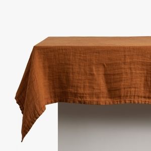 Parachute waffle linen tablecloth Sienna color